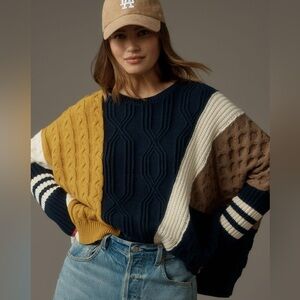 Maeve Colorblock Cable Sweater